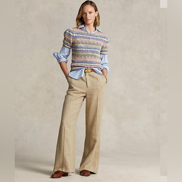 Ralph Lauren Crocheted Knit Sweater Top Crewneck Tee Pastel Vintage Striped S - Picture 3 of 14